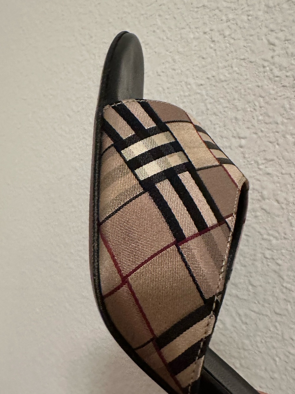 Burberry London Nova Check Plaid Canvas Leather Kitten Heel Slide Sandals 38 - Picture 11 of 15